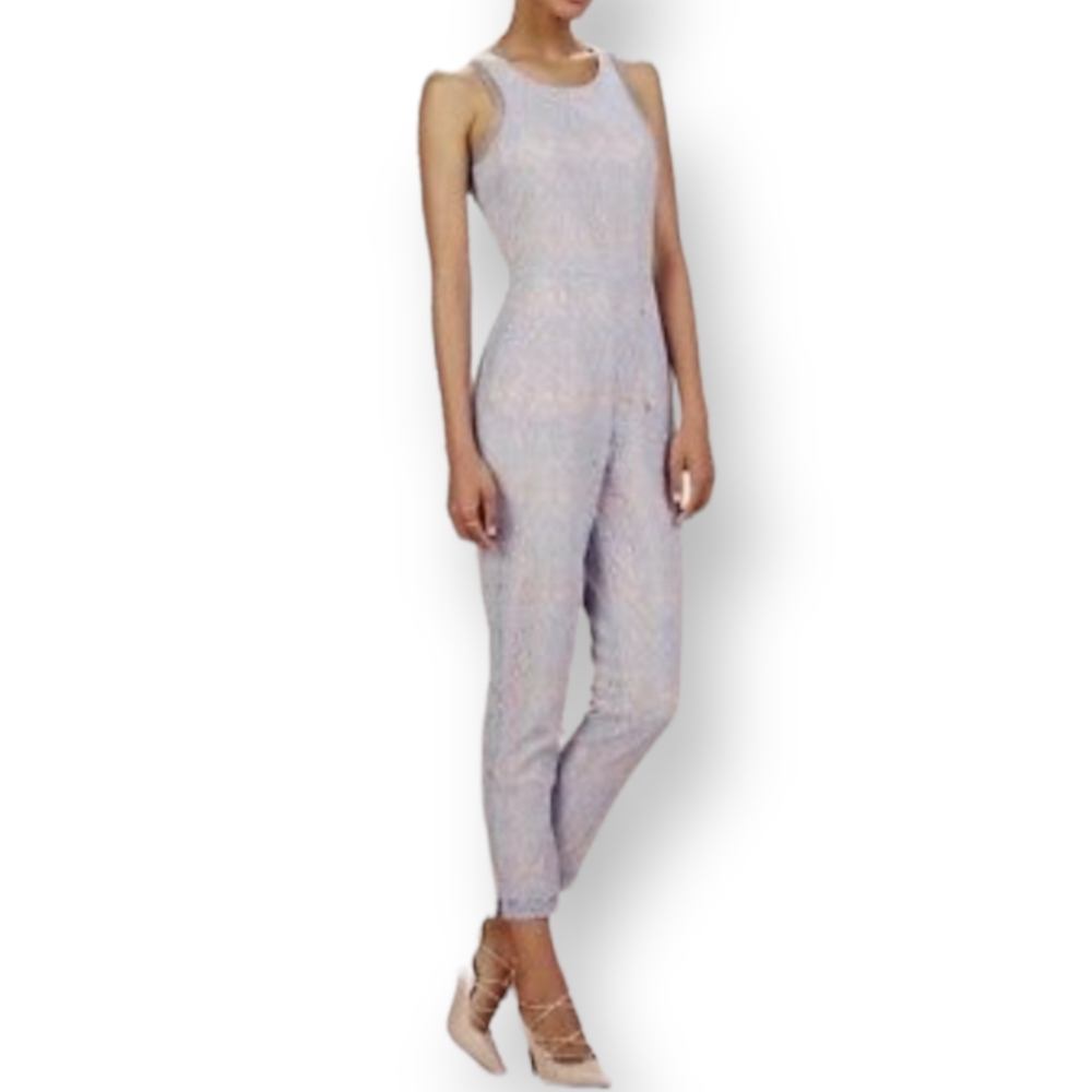 Lace Jumpsuit, Lauren Conrad Runway Collection, lilac lavender, size 10 EUC